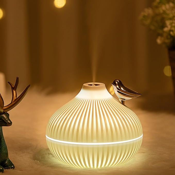 Cool Mist Humidifier, 300ml Bedside Humidifier with Dual Color Light uiet Humidifiers Diffuser Top Refill Water Humidifiers Rechargeable Room Humidifier for Bedroom