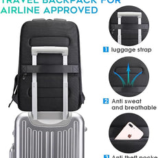 BANGE Business Smart Backpack Waterproof fit 15.6 Inch Laptop Backpack with USB Charging Port,Travel Durable Backpack (Light Blue(three Pocket), Medium)