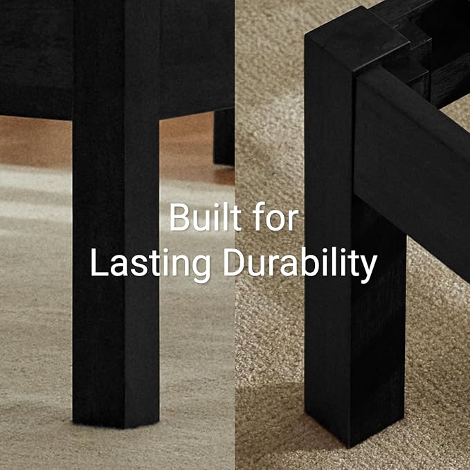 LIFEMENT Classic Wood Platform Bed Frame, Essential, Noise Free, Under Bed Storage, No Box Spring Needed, Easy Assembly (Black, Full)