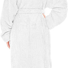 PAVILIA Women Hooded Plush Soft Robe | Fluffy Warm Fleece Sherpa Shaggy Bathrobe
