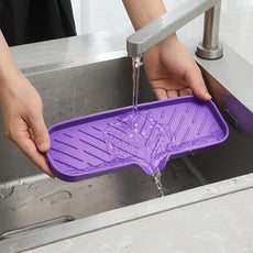 Silicone Bathroom Soap Dishes with Drain Spout-Bathroom and Kitchen Sink Organizer,Sponge Holder,Dish Soap Tray,Perfect for Dispenser,Scrubber,Bottle,Cup on Sink or Counter-Purple 12