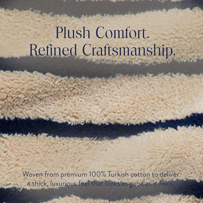 Brooklinen Super-Plush Bath Sheet and Hand Towel Set - 2 Bath Sheets 2 Hand Towels - Cotton, Highly Absorbent (Striped Midnight Navy)