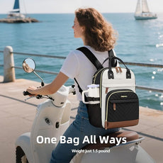 Laptop Backpack for Women Travel Backpacks - 15.6 Inch Laptop Computer Bag with Pouch Pocket Large Capacity Cup Purse Work Business Back pack College Teacher Bags Beige Black Brown