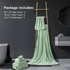 Ferdilan 8 Pack Bath Towels Set Light Green,2 Oversized Bath Towels(35