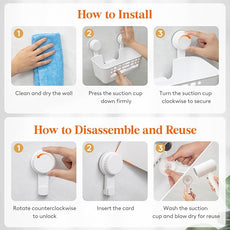 Lifewit Shower Caddy Suction Cup, 10.4inch Removable Shower Shelves for Inside Shower, NO-Drilling Bathroom Organizers and Storage Rack for Shampoo Strong Vacuum Suction, 2 Pack