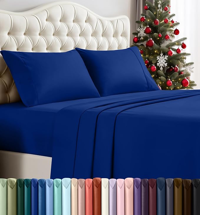 Utopia Bedding Full Sheet Set – 4 Piece Bed Sheets for Full Size Bed, Soft and Breathable Microfiber, Includes 1 Fitted Sheet, 1 Flat Sheet and 2 Pillowcases (Royal Blue)