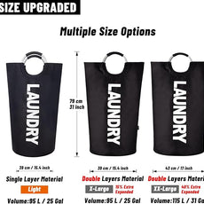 Caroeas 90L Laundry Basket (13 Colors), Waterproof Laundry Hamper, Laundry Bag with Padded Handles, Clothes Hamper Stands Up Well, Collapsible Laundry Basket Easy Storage