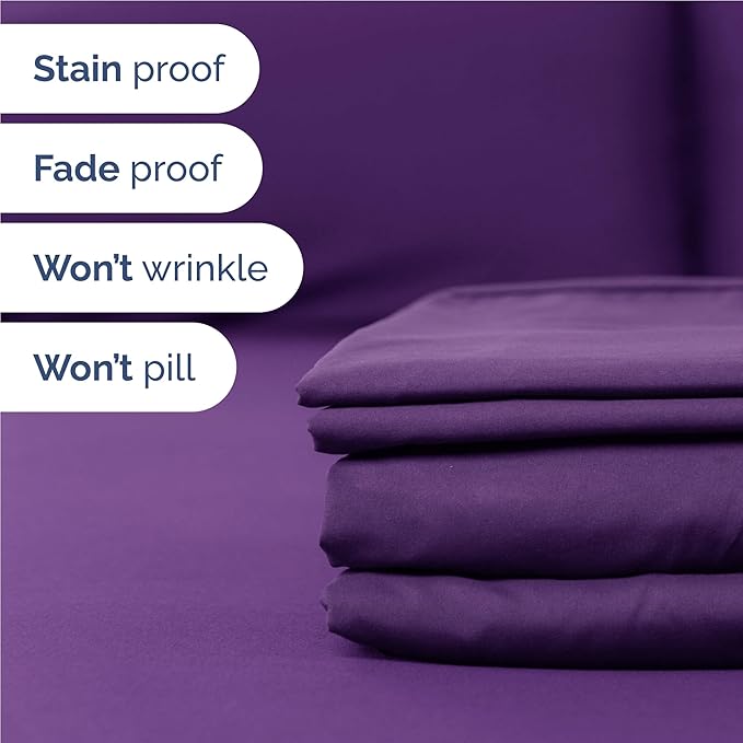 Twin XL 4 Piece Sheet Set - Cooling & Breathable Bed Sheets - Hotel Luxury Bed Sheets for Women, Men, Kids & Teens - Bedding w/Deep Pockets & Easy Fit - Soft & Wrinkle Free - Twin XL Purple Sheets