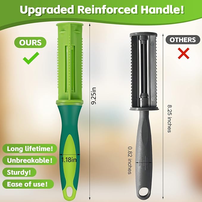 Extra Sticky Lint Rollers for Pet Hair, 1100 Sheets Total, Upgraded 4 Handles with 10 Refills Portable Travel Size for Couch Furniture Clothes Dog & Cat Hair Remover