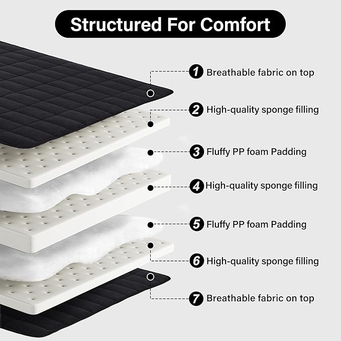 Tiita Japanese Floor Mattress, 4” Thicken Futon Mattress with Storage Bag and 2 Straps， Twin Size Sleeping Tatami Mat for Adults，Black