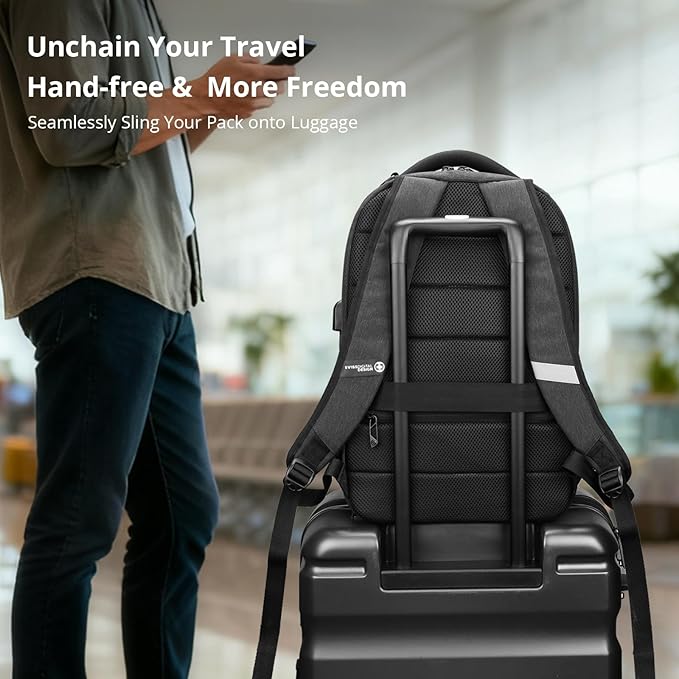 Swissdigital Design Business Laptop Backpack, College Laptops Backpack with USB Charging Port for Men and Women Fits 16 Inch Notebook, Grey-Finder Color Random