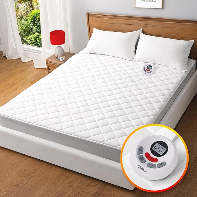 Heated Mattress Pad Twin Size,Electric Mattress Pad with Preheat Functions, Bed Warmer with 12 Heat Settings Controller & 1-12 Hours Auto Shut Off, Machine Washable (39"x75",White)