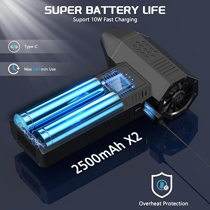 X3 Compressed Air Duster - Electric Air Duster with Brushless Motor,3 Gear Adjustable - mini Snow Blower- Rechargeable Air Duster for PC, Keyboard, Car,Outdoors,Home,Snow and Leaves Clearing