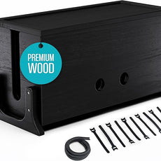 Extra Large Cable Management Box, Wood Cord Hider Box & Organizer for Power Strip, TV Wires & Desk Cable Storage
