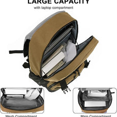 WOLT Laptop Backpack with USB Charging Port Fits Up to 17 Inch Laptop, College Backpack for Men Women, Computer Business Bookbag, Brown