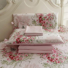 FADFAY Rose Floral 4 Piece Bed Sheet Set 100% Cotton Deep Pocket-Cal King