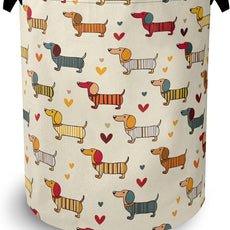 Cute Dachshund Dog Laundry Basket,Foldable with Handles Tote Bag Oxford Cloth for Bathroom Bedroom Dirty Clothes Storage Bucket 16