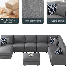 Legend Vansen Modular Sectional Sofa U Shaped Couch with Ottoman Modern Reversible Corner Sectional Couch for Living Room (Dark Grey, U Shaped Sofa-5)