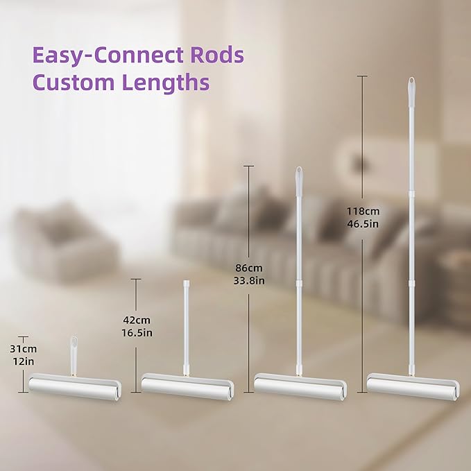 Lint Roller Kit 14.17" Extra-Wide with 5 Refills & Dust Cover | Reusable Pet Hair Remover for Furniture, Car, Clothes | Extendable Handle (100 Sheets/Roll) (5)