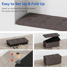 BRIAN & DANY 30 Inches Folding Storage Ottoman Bench, Ottoman with Storage Bench for Bedroom, Living Room, Entryway, Foot Rest with Legs, Brown