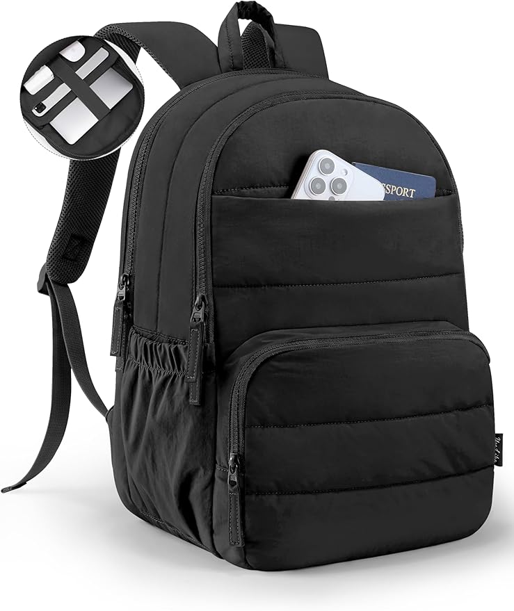 Travel Backpack for Women, 15.6 Inch College Laptop Backpack, Water Resistant Work Backpacks, Cute Quilted Bookbag