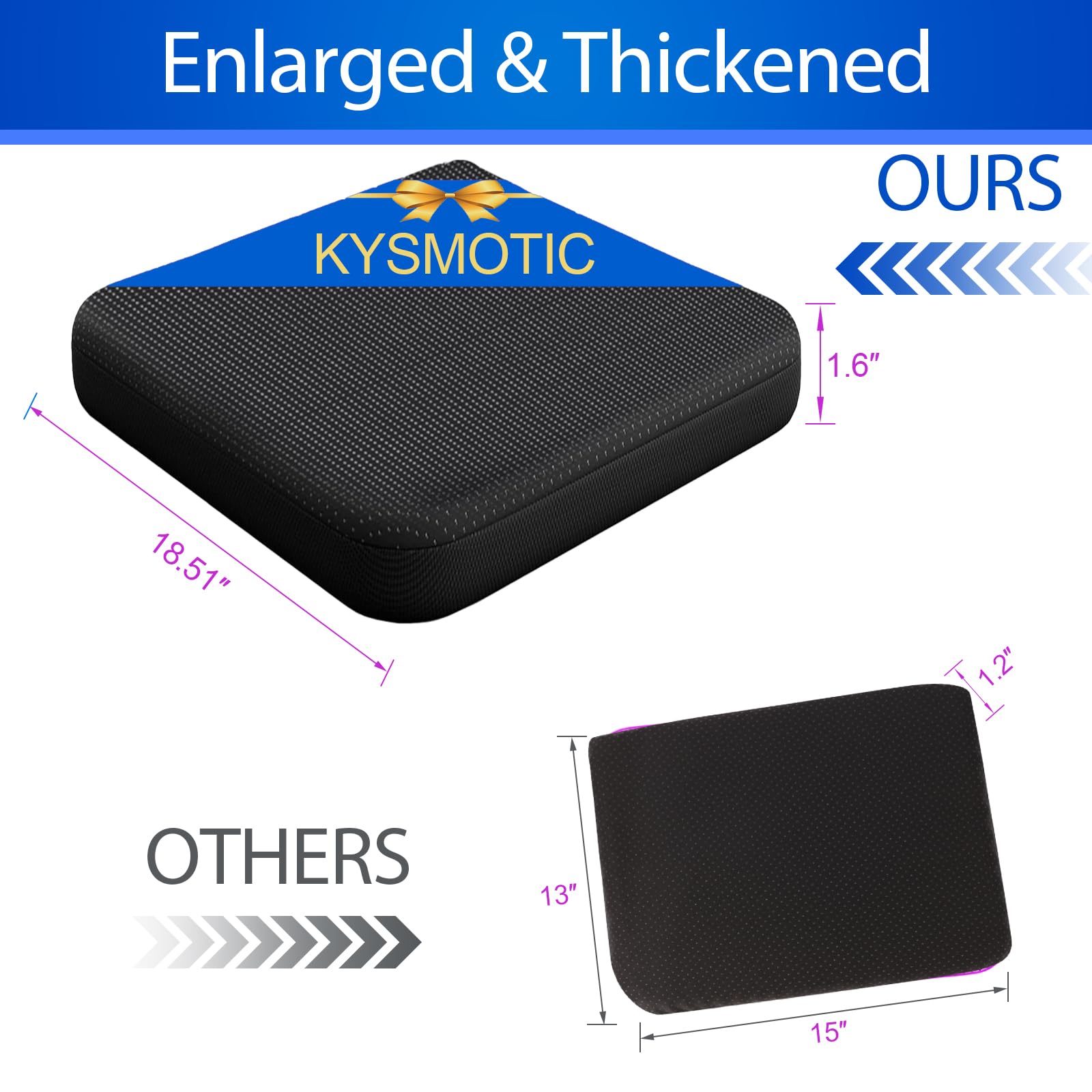 Gel Seat Cushion for Long Sitting (Large & Thick), Soft & Breathable, Gel Cushion for Wheelchair, Gel Chair Cushion for Hip Pain, Gel Seat Cushion for Office Chair (Black Cover) Dormly