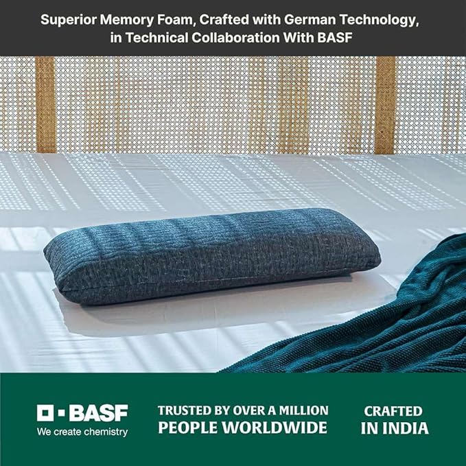The White Willow Short Body Pillow Memory Foam Sleeping Soft Bed, Hug Pillow Insert for Sleeping & Side Sleeper (10W x 30L Inch) with Grey Zipper Cover Made from German Technology by BASF