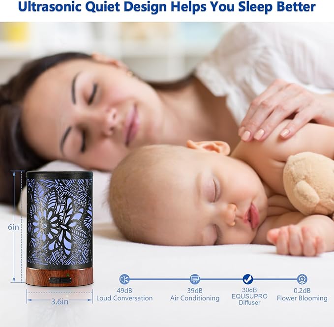 Essential Oil Diffuser Aromatherapy Diffuser - Metal Aroma Diffuser for Home 150ml Ultrasonic Cool Mist Diffuser with 7 Colors Light Auto Shut-Off Protection for Home Office Decor & Gift (Dragonfly)