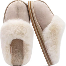 KuaiLu Womens Fluff Dual Memory Foam Slippers Ladies Cozy Arch Support Warm Scuff Slippers Slip on Comfy Winter House Shoes with Non-Slip Indoor Outdoor Hard Sole