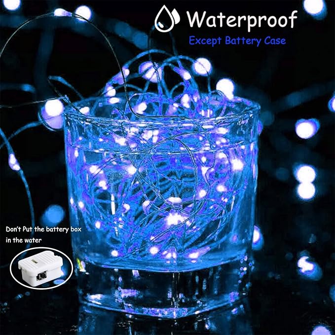 ZGWJ Fairy Lights Battery Operated, 12 Pack Blue Twinkle String Lights 20 LED 7FT Mason Jar Lights for Bedroom, Halloween, Christmas, Party Indoor and Outdoor Decoration