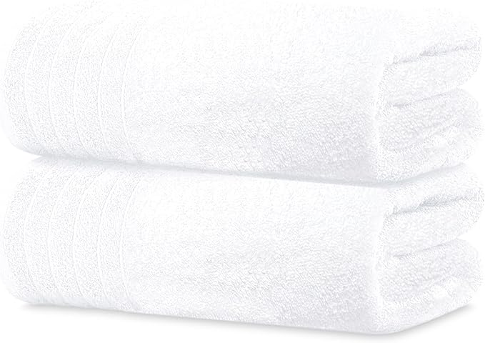 Tens Towels Pack of 2 Extra Large Bath Sheets 35 x 70 Inches, 100% Cotton, Larger & Lighter Weight, Quicker to Dry, Super Soft & Absorbent, Oversized Bath Towels, White