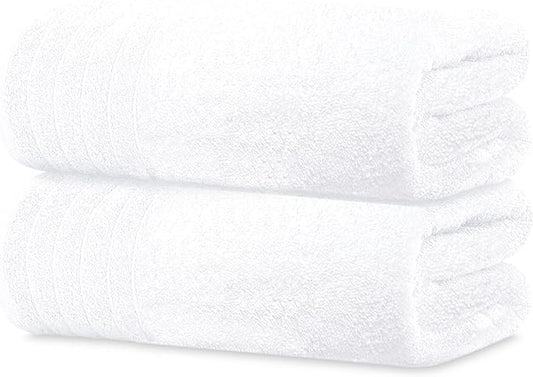 Tens Towels Pack of 2 Extra Large Bath Sheets 35 x 70 Inches, 100% Cotton, Larger & Lighter Weight, Quicker to Dry, Super Soft & Absorbent, Oversized Bath Towels, White