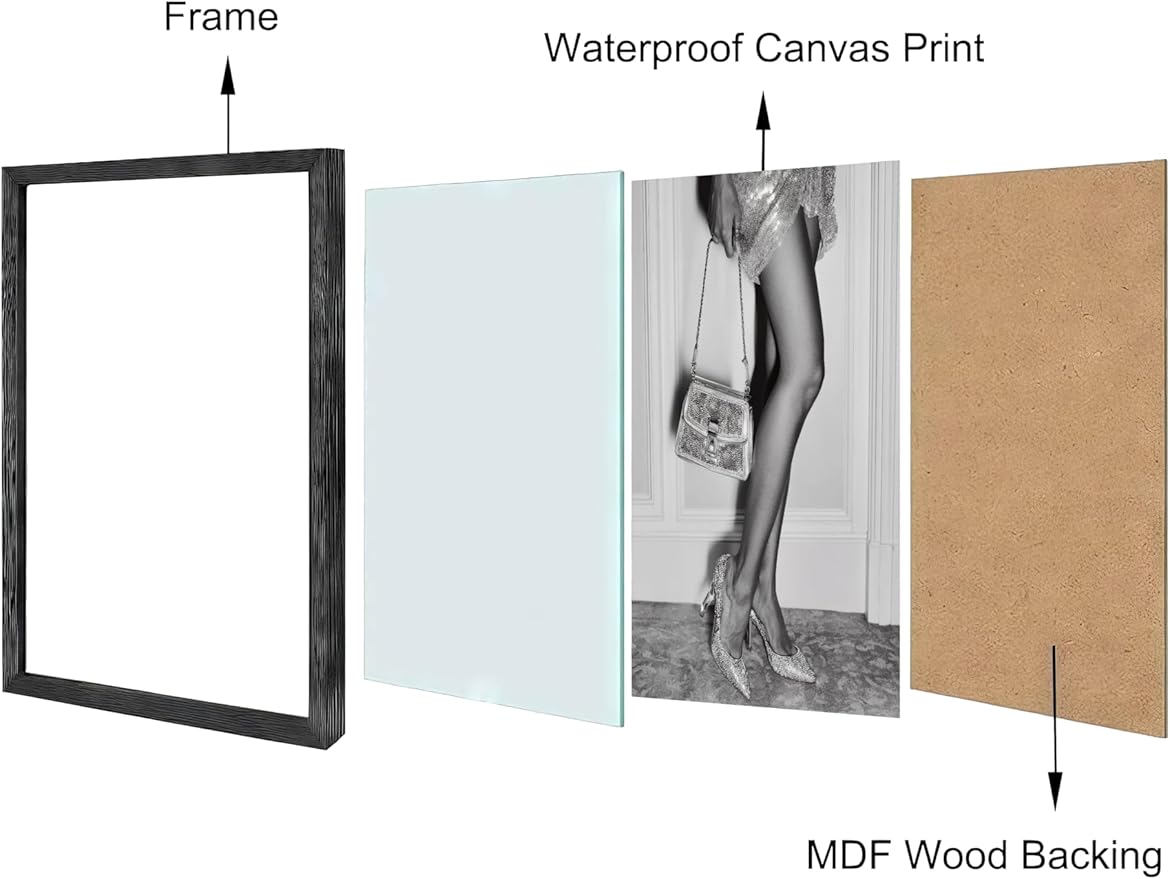 Luxury Lady Posters Canvas Art Wall Decor Trendy Black And White Wall Art Retro Girl Room Prints Beautiful Chic Woman Picture For Bedroom Office living room Bathroom Wall Decor 16" × 20" With Framed