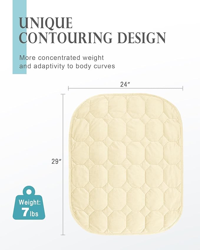 Cottonblue Weighted Lap Blanket 7lbs, Cozy Luxury Crystal Velvet Weighted Blanket for Adults, Small Weighted Blanket for Relaxation, Sleeping, Travel, Beige, 29" x 24"