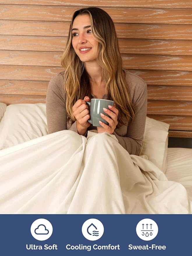 Extra Deep Pocket Cal King Sheets - 4 Piece Breathable & Cooling Bed Sheets - Hotel Luxury Bed Sheet Set - Soft, Wrinkle Free & Comfy - Easily Fits Extra Deep Mattresses - Deep Pocket Off White Sheets