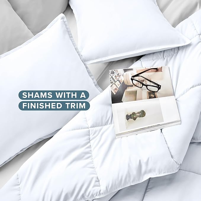Bare Home Comforter Set - Super King Size - Ultra-Soft - Goose Down Alternative - Premium 1800 Series - All Season Warmth (Super King, White)