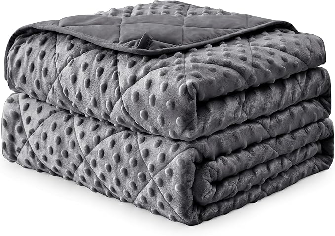 Grey Weighted Blanket for Adults 15lbs, 48"x72", Twin Full Size Cooling Minky Heavy Throw Blanket for 120-160lbs, Soft Winter Thick Big Blankets Weighted Comforter Gift for Sleeping