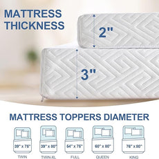3 Inch Memory Foam Mattress Topper Twin XL, Memory Foam Pad with Removable & Washable Cover, Bed Topper for Back Pain, Non-Slip Ventilated Design, Twin XL Size
