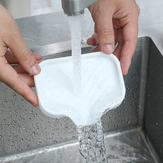 Silicone Bathroom Soap Dishes with Drain Spout-Bathroom and Kitchen Sink Organizer,Sponge Holder,Dish Soap Tray,Perfect for Dispenser,Scrubber,Bottle,Cup on Sink or Counter-White 4.9