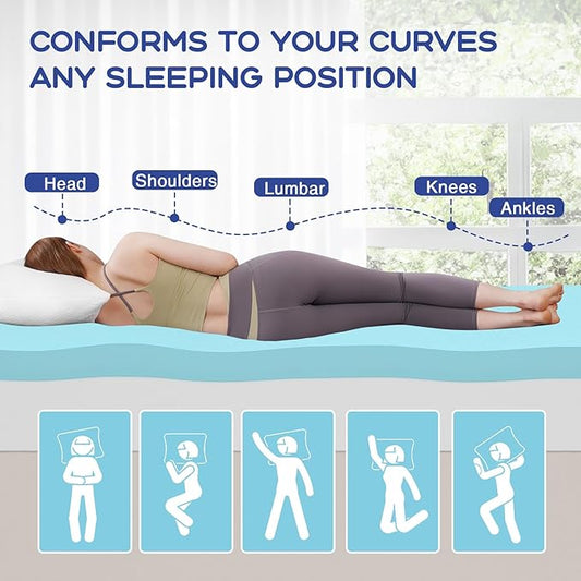 VALUXE King Mattress Topper 4 Inch Cooling Gel Memory Foam, CertiPUR-US Certified Topper & Pad for Back Pain Relief, Soft Breathable Bedding with Pressure Relief (Blue)