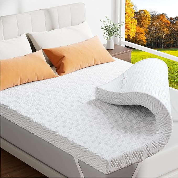 Memory Foam Mattress Topper - 3 Inch Gel Mattress Pad for Pressure Relief, Premium Soft Cooling Sleep Bed Topper, Non-Slip Design with Removable & Washable Cover,Twin
