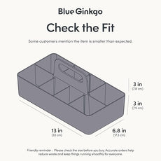 BLUE GINKGO Stackable Organizer Caddy – Korean-Made Portable Tote for Bathroom, Office, Crafts, or School Supplies (Long Rectangle, Gray)