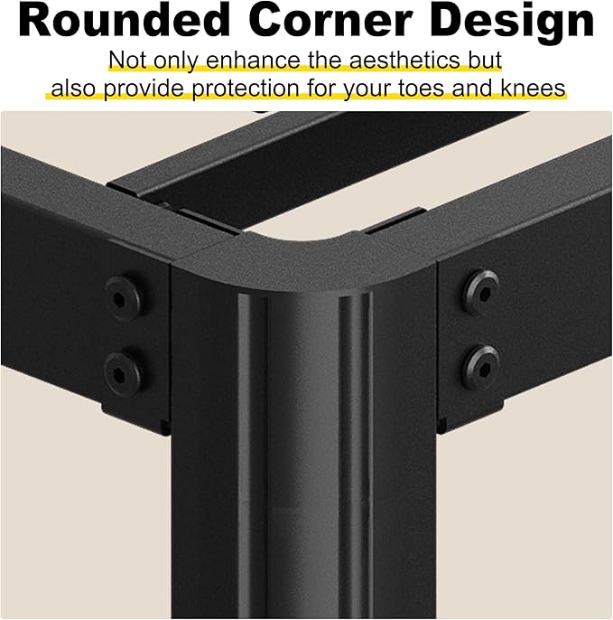 9 Inch Twin Bed Frames with Rounded Corner Legs, Heavy Duty Metal Twin Size Platform Bed Frame No Box Spring Needed, Easy Assembly, Noise Free, Black