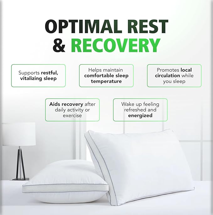 CELLIANT® Infrared Pillow – Breathable, Temperature-Balancing Fabric with Cotton & Polyester Blend, Promotes Comfort, Stability and Restful Sleep, Skin-Friendly Design, King Size