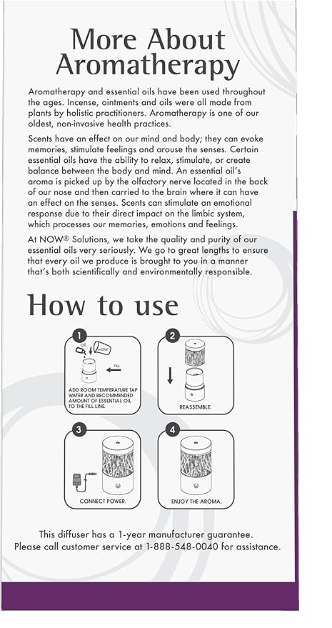 NOW Essential Oils, Metal Touch Ultrasonic Aromatherapy Oil Diffuser, Extremely Quiet and Heat Free, Color Changing LED