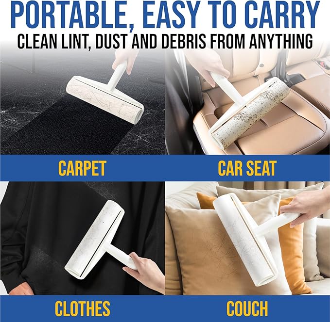 Lint Roller Refills – 9.45 Inch Wide – Lint Rollers for Pet Hair Extra Sticky Refills – Ideal for Furniture, Clothes, Bedding - 5 Pack 450 Sheets