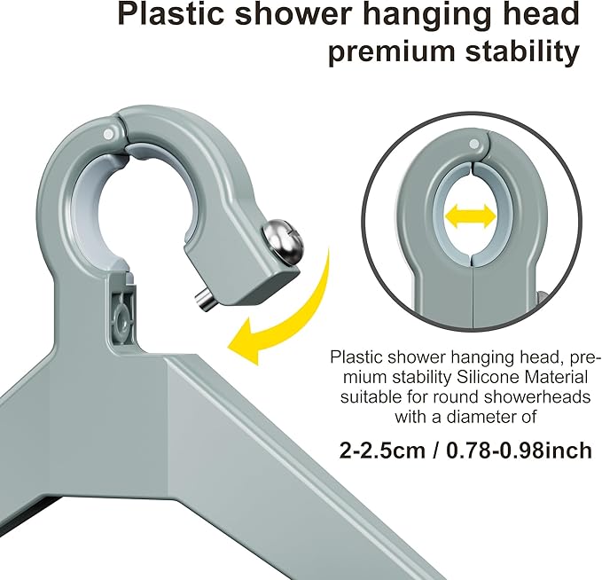 Orimade 4 Tier Adjustable Anti-slip Shower Caddy over Shower Head,Rustproof Bathroom Hanging shower Organizer with 4 Hooks for Razor,No Drilling Shower shelves Storage Rack, Light Grey