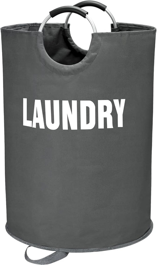 160L XX-Large Laundry Basket, Freestanding Tall Clothes Hamper, Collapsible Laundry Bag, Dark Grey