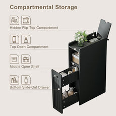 ChooChoo Slim Bathroom Storage Cabinet, Narrow Small Bathroom Organizer with Slide Out Drawer Storage, Toilet Paper Holder, for Small Spaces, Black