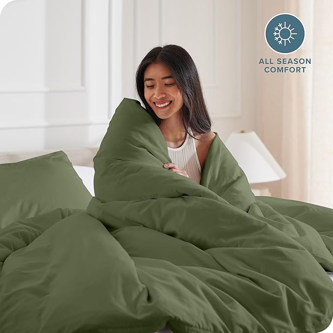 Bare Home Bedding Duvet Cover King Size - Premium 1800 Super Soft Collection - Lightweight, Cooling - Soft Breathable Bedding Duvet Cover (King, Cypress)